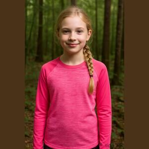 Champion Girls Top Size Small Performance Pink Heathered Athletic Long Sleeve‎